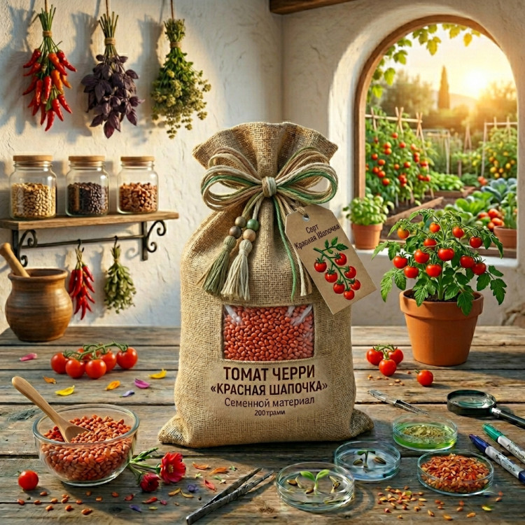 Сувенирный материал ТОМАТ ЧЕРРИ "КРАСНАЯ ШАПОЧКА"
