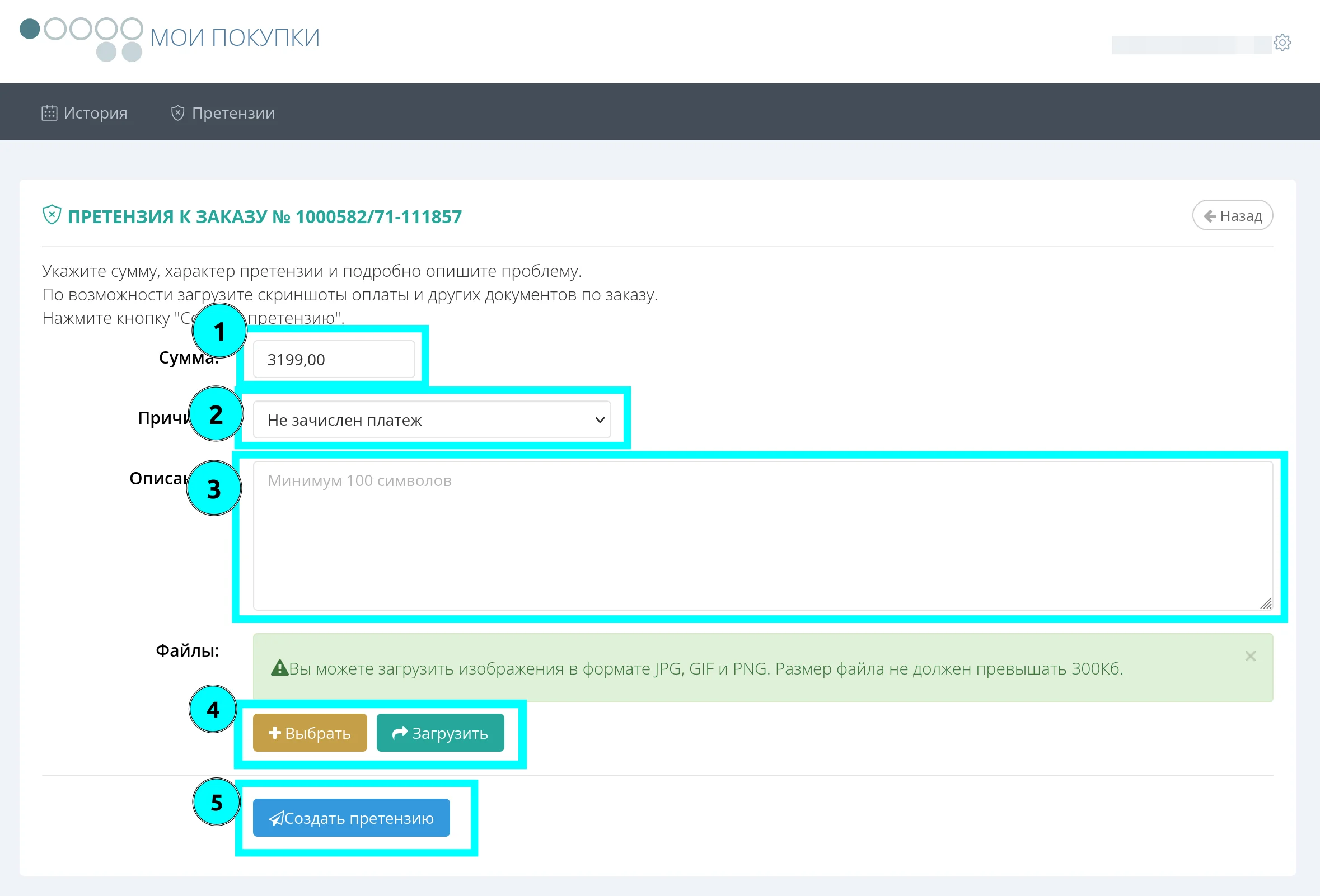 Форма претензии